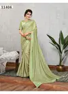 Pista Green Norita Designer Satin Silk Thread and Cord Embroidery Work Party Wear Saree 11404